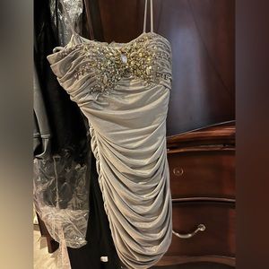 Beautiful jeweled sweetheart LM collection tight dress with straps